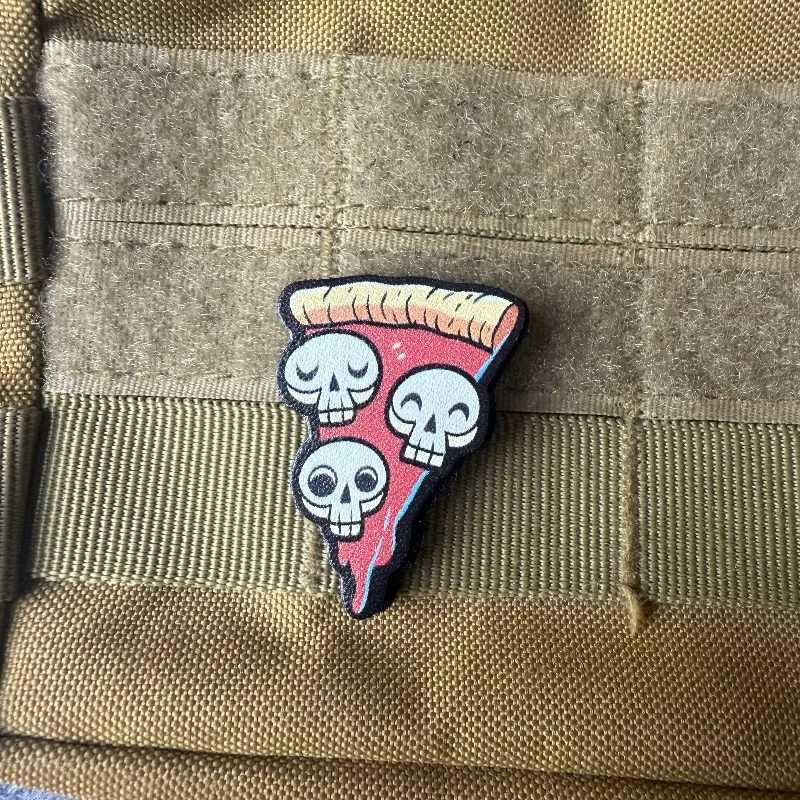 Parche táctico cuero mini calavera y pizza con velcro gancho-bucle DIY - imagen 5