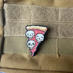 Parche táctico cuero mini calavera y pizza con velcro gancho-bucle DIY