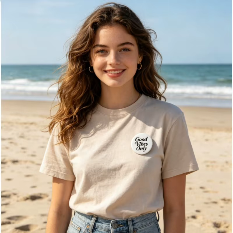 Pin táctico redondo mini Stay Wild – broche urbano para cazadora - imagen 2