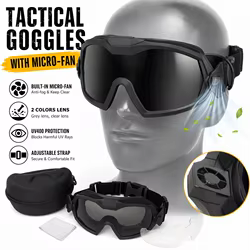 CS Gafas tácticas antivaho con microventilador, a prueba de polvo