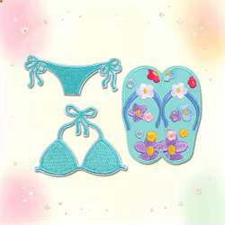 Parches termoadhesivos bordados botellita lavanda Summer Waves Beach