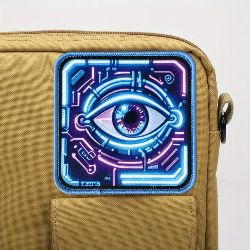Parche táctico ciberpunk ojo neón con velcro para chaleco y mochila - imagen 5