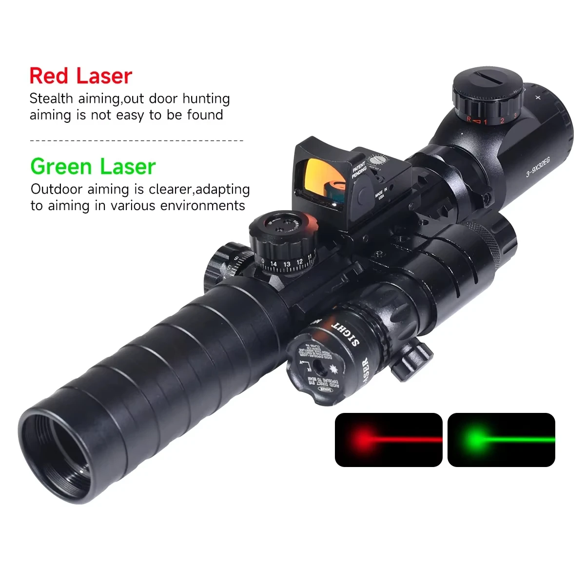 Mira telescópica táctica retícula iluminada roja/verde riel Picatinny - imagen 5