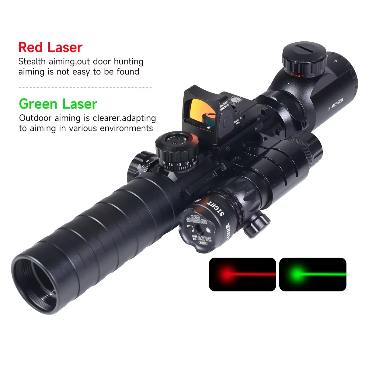 Mira telescópica táctica retícula iluminada roja/verde riel Picatinny - imagen 5