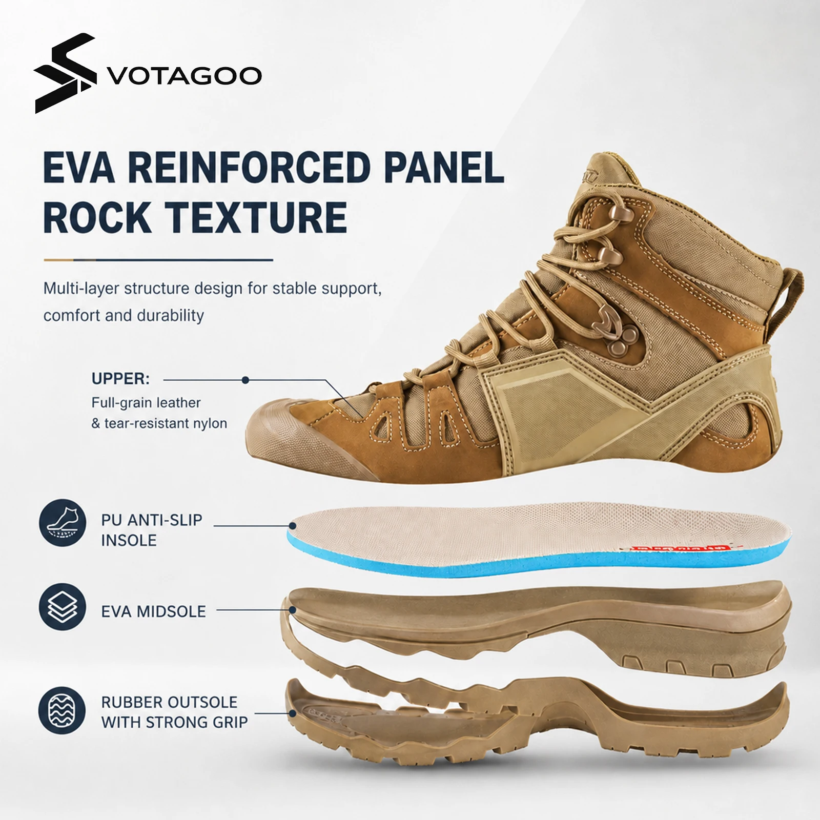 VOTAGOO 4D Explore Botas de senderismo impermeables flexibles - imagen 4
