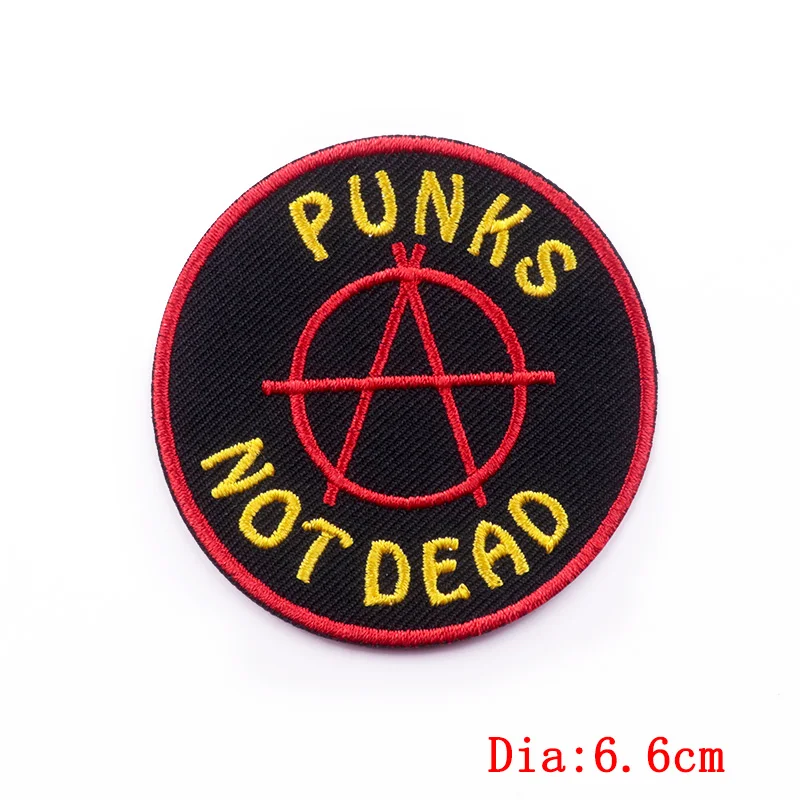 Parche bordado termoadherente negro estilo punk para prendas - imagen 4