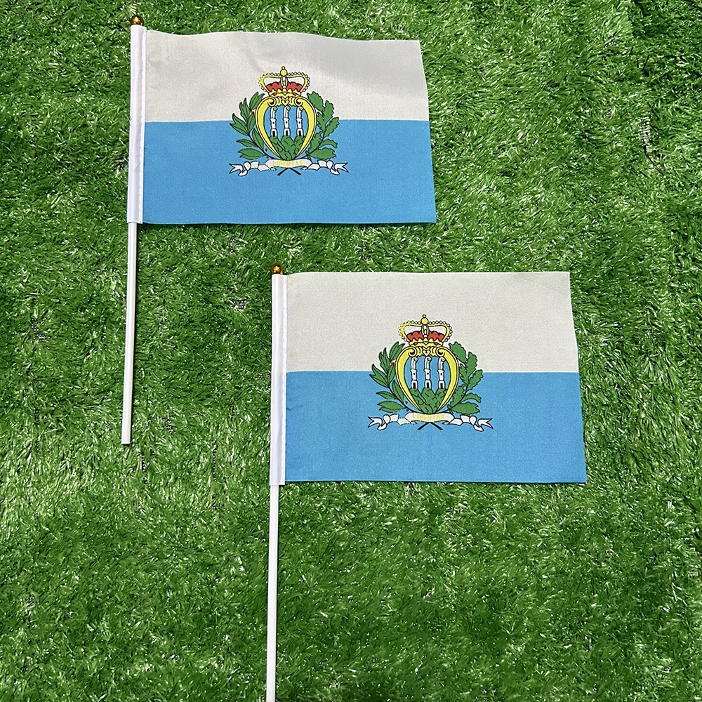 Bandera de mano San Marino con asta plástica para deporte y decoración - imagen 4