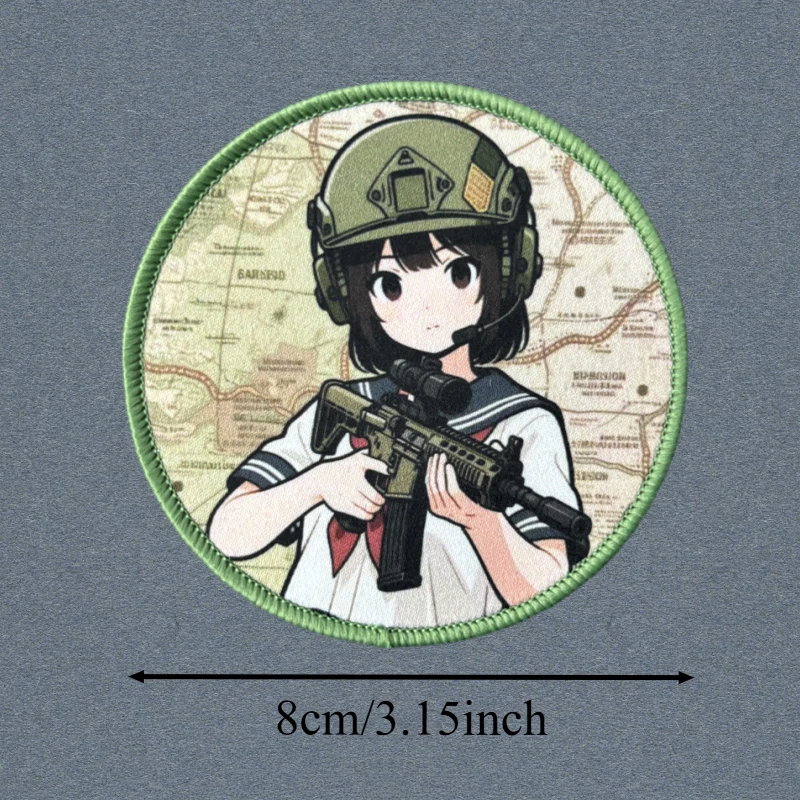 Parche táctico con chica estilo anime y velcro para chaqueta - imagen 3