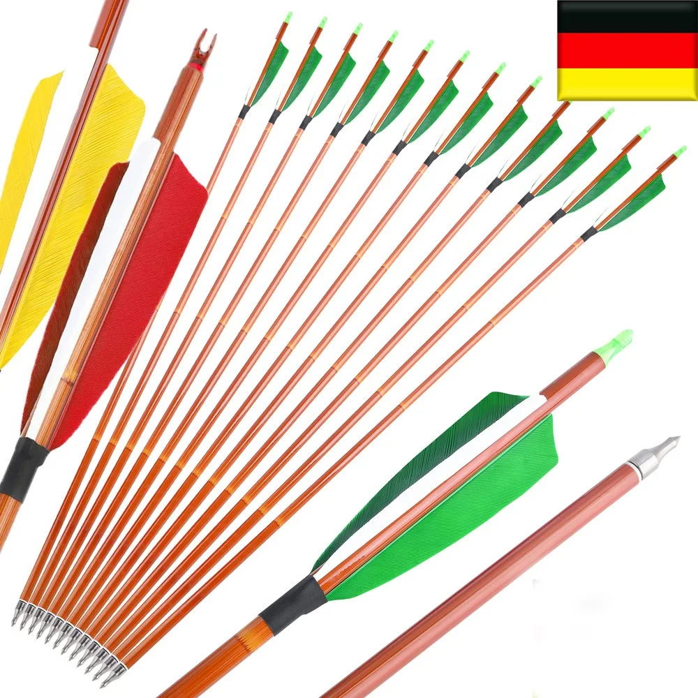 Flechas de carbono con plumas naturales para tiro al blanco con arco