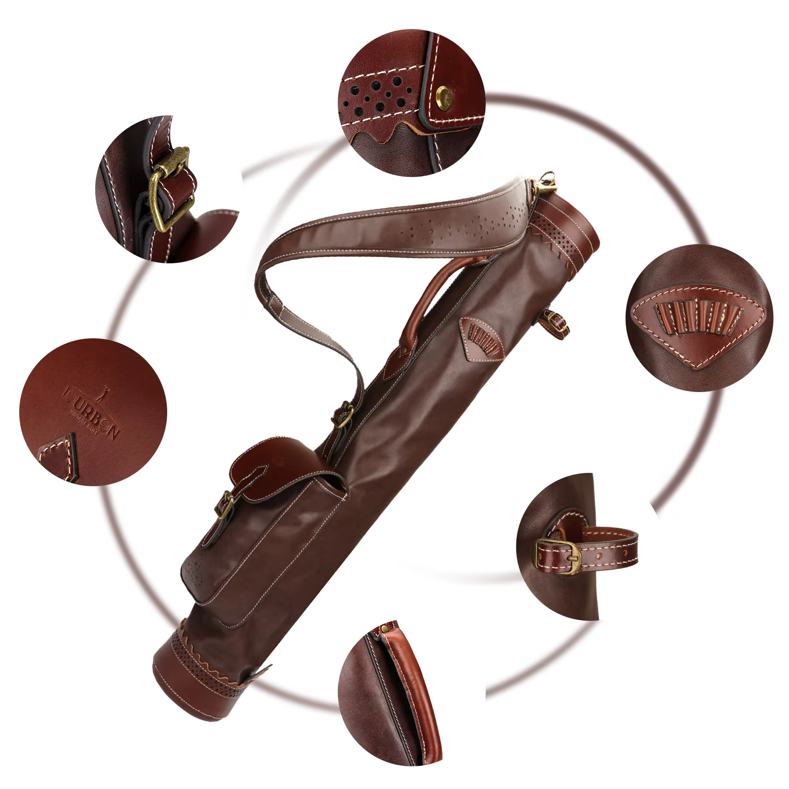 Tourbon funda de golf microfibra estilo lápiz vintage marrón exterior - imagen 3
