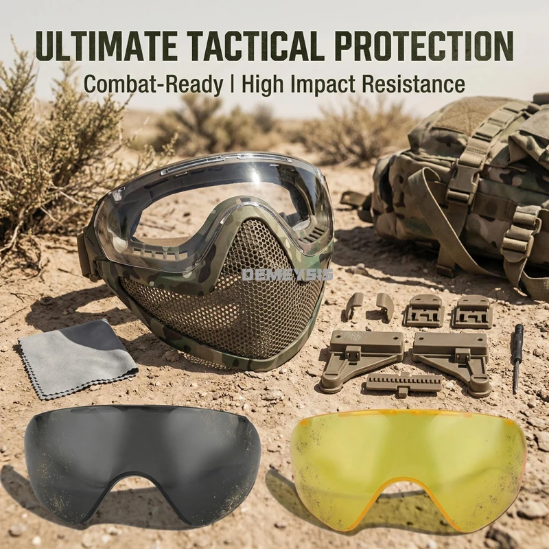 Máscara táctica de malla acero para rostro completo paintball - imagen 4