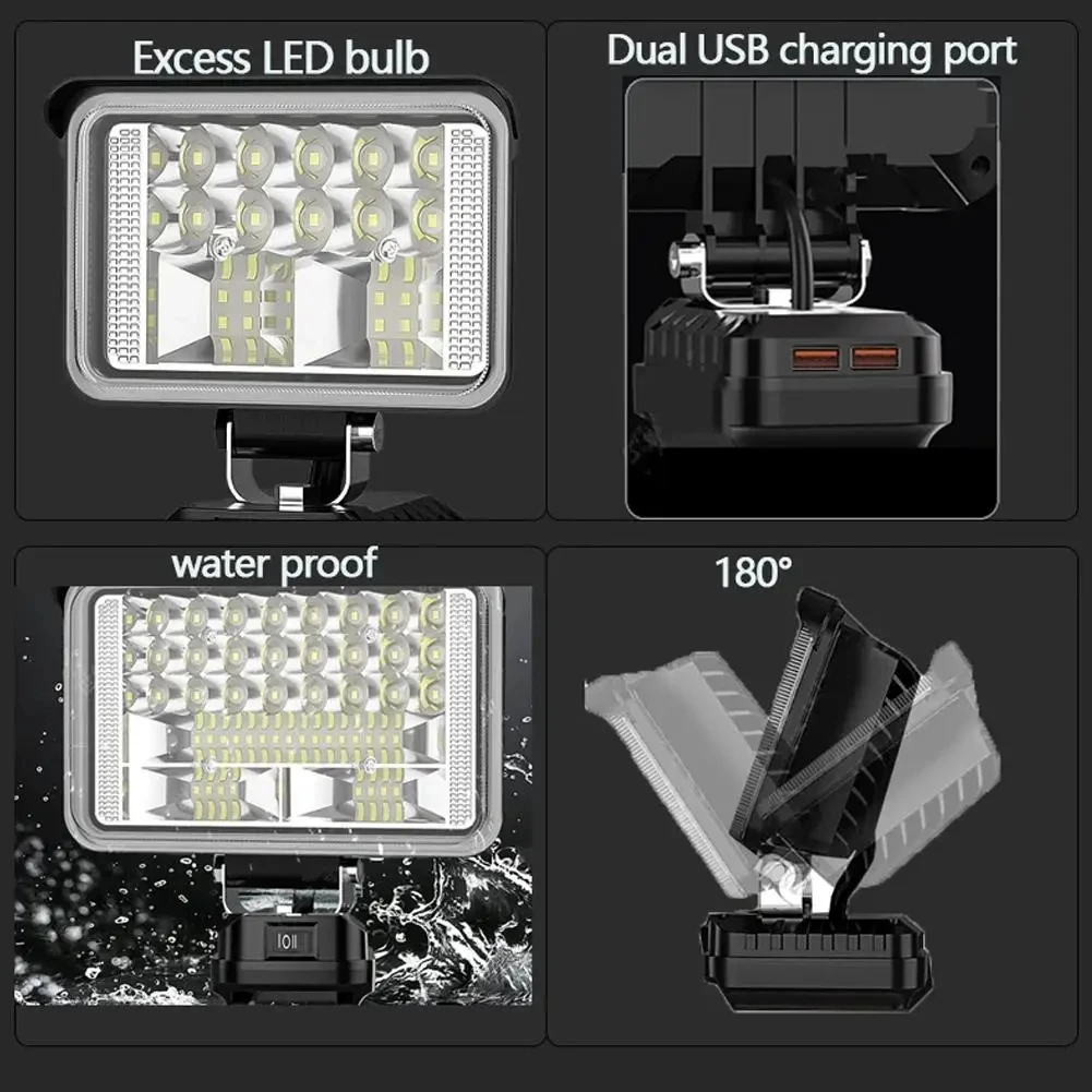Makita Lámpara de trabajo LED inalámbrica ajustable USB portátil
