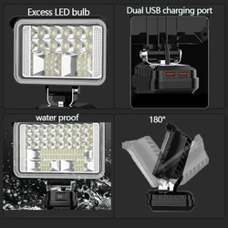 Makita Lámpara de trabajo LED inalámbrica ajustable USB portátil