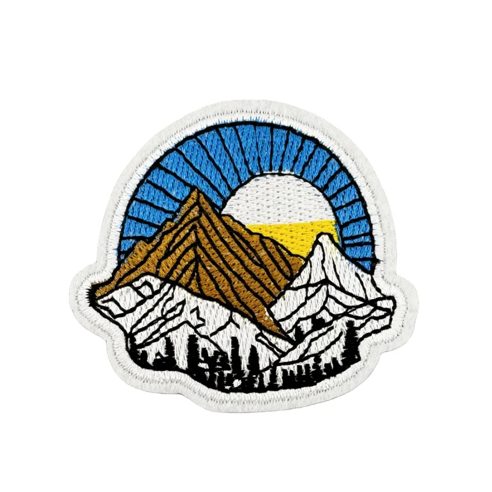 Parche termoadhesivo bordado paisaje circular para mochila o chaqueta - imagen 4