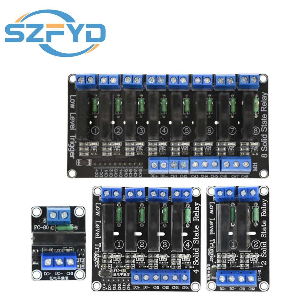 SSR multicanal 1-8, gatillo bajo nivel, 5-24 V, proteccion de fusibles