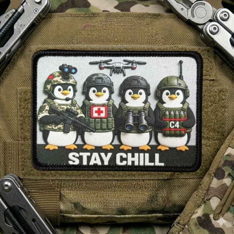 Parches tácticos gancho y bucle pingüino para ropa, mochilas