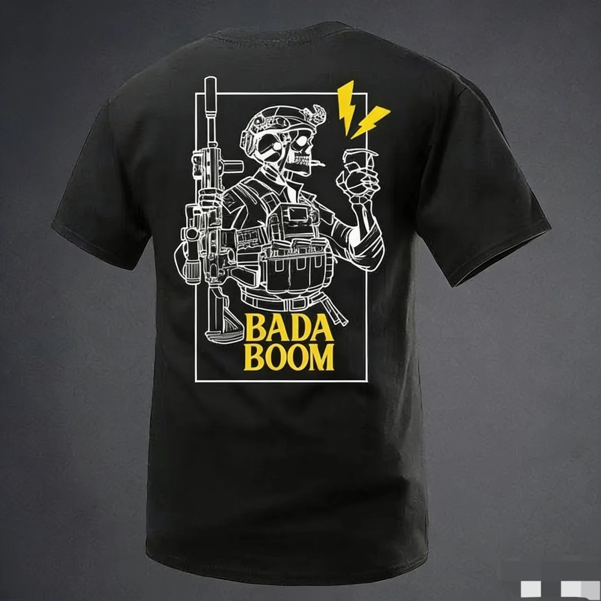 Camiseta táctica de manga corta cuello redondo calavera bada boom - imagen 4