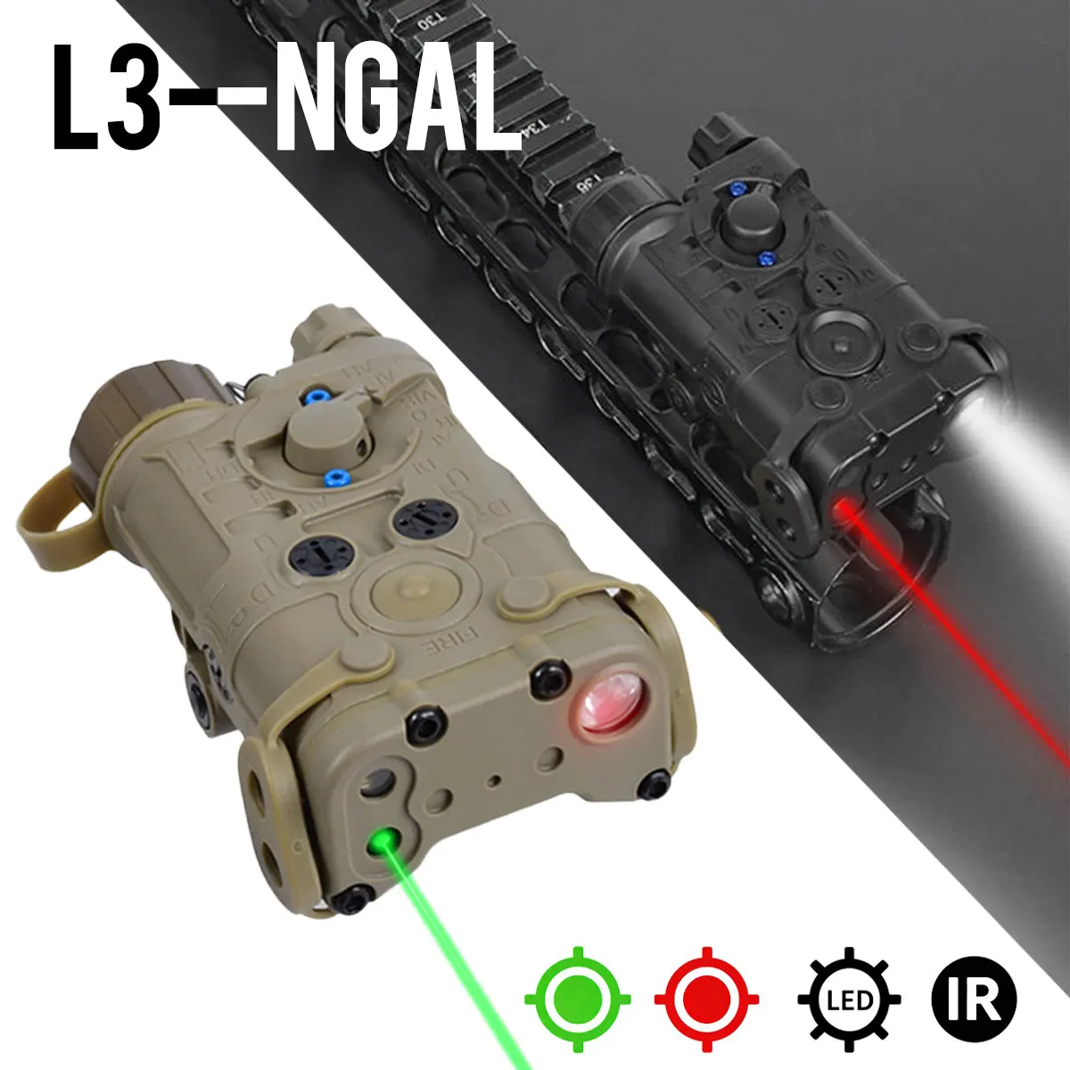 Puntero láser táctico NGAL L3 verde/rojo con IR y linterna - imagen 3
