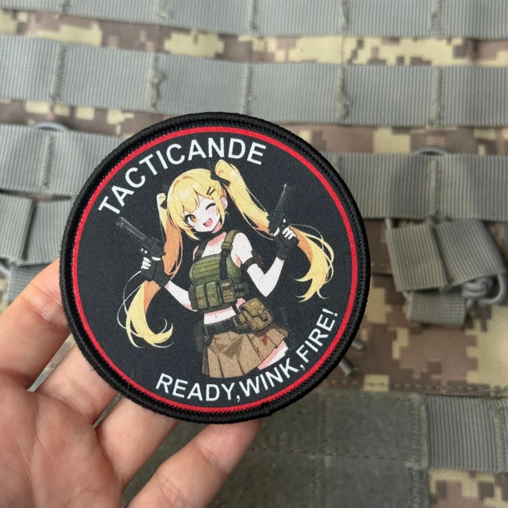 Parche táctico velcro moral fuego chica anime – gancho y bucle - imagen 4
