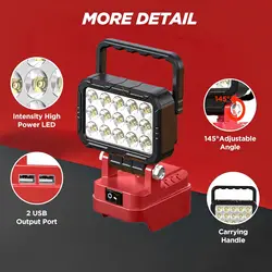Lámpara de Trabajo LED Ajustable Inalámbrica con USB - Milwaukee