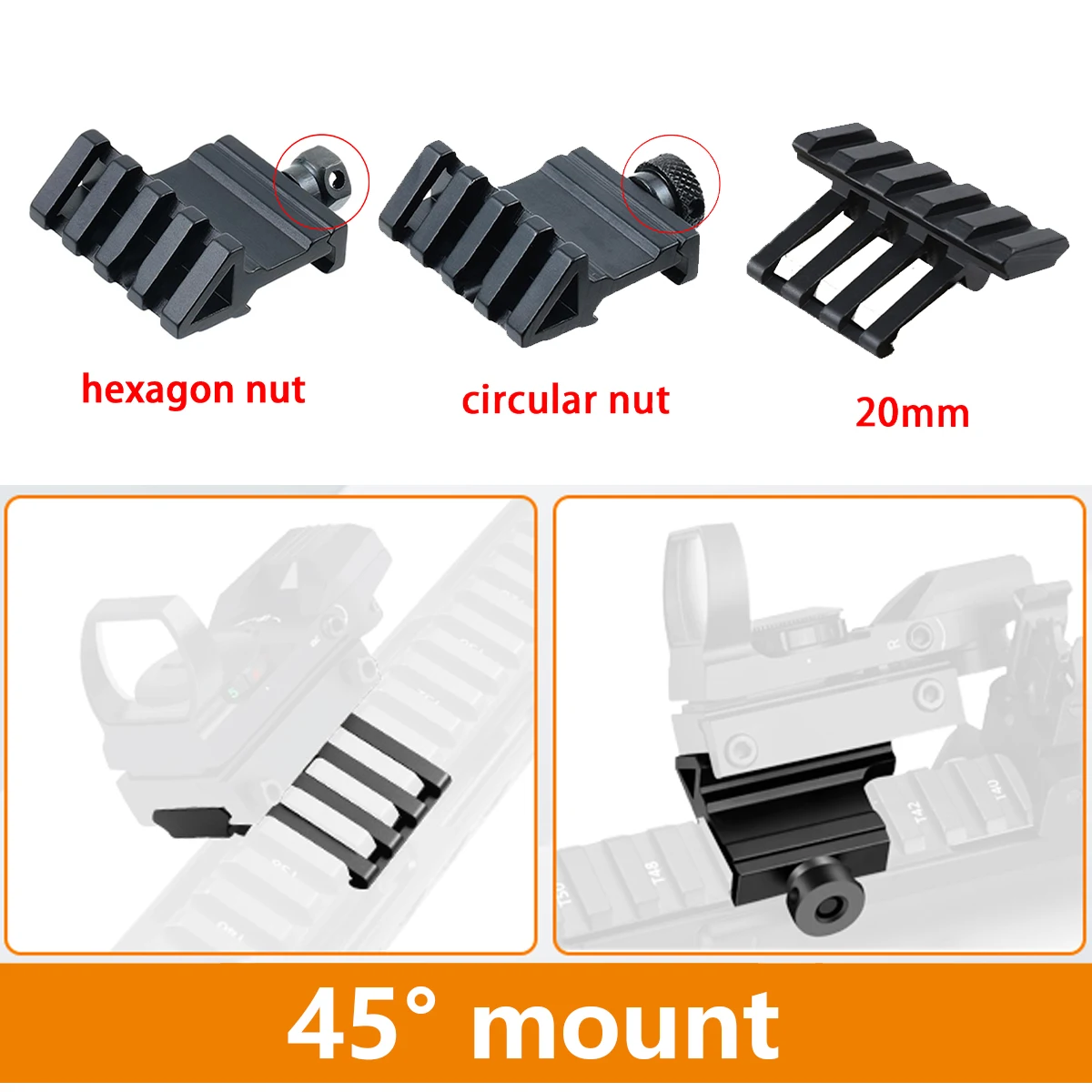 Montura táctica perfil medio riel Picatinny elevación desplazada