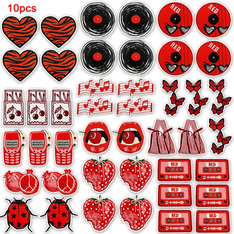 Parche bordado disco retro rojo – termoadhesivo para coser o planchar - imagen 5
