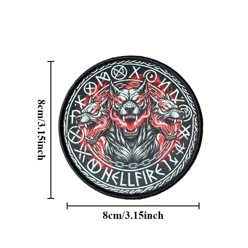Hellfire Cerberus parche táctico velcro lobo triple mitología nórdica - imagen 5