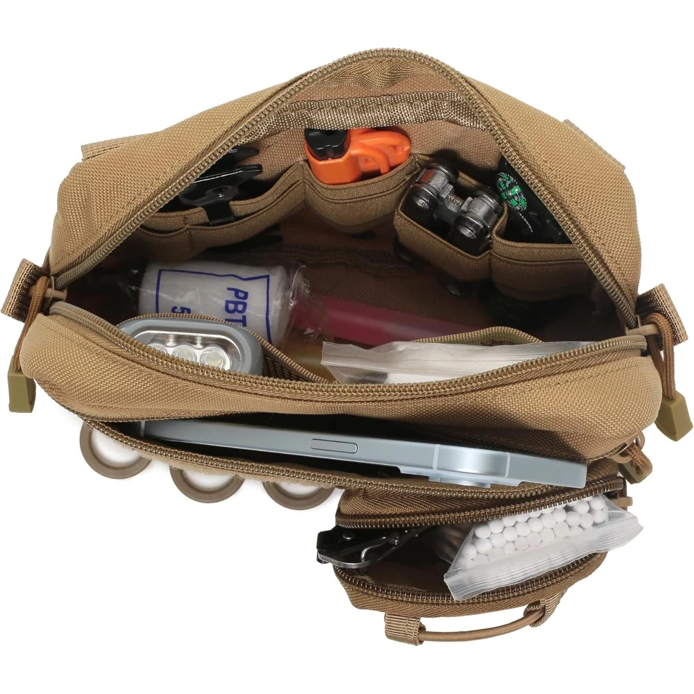 Bolsa táctica MOLLE horizontal con bolsillo frontal EMT y cordón - imagen 4