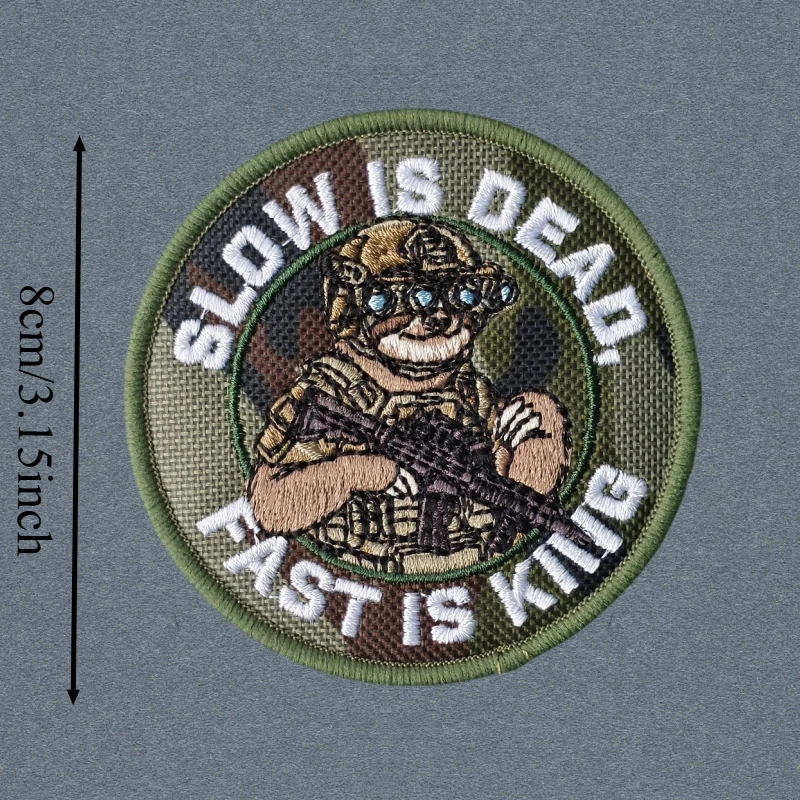 Parche táctico Slow Is Dead, Fast King – velcro gancho-bucle - imagen 5