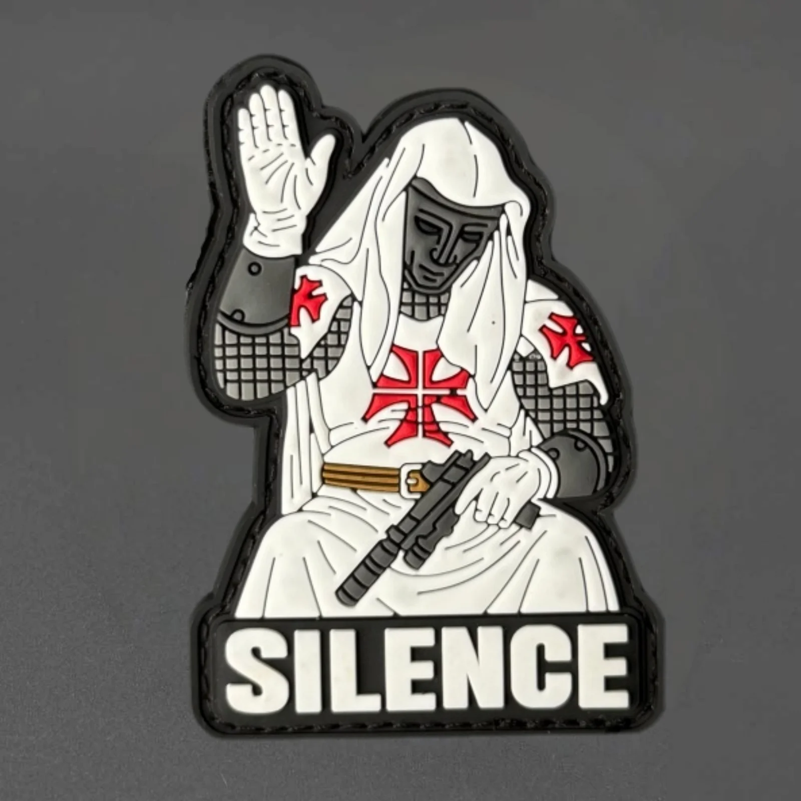 Parche táctico PVC Silence Caballero Templario con velcro - imagen 3