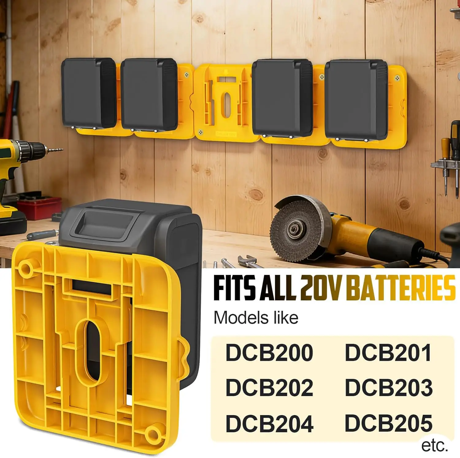 Soporte pared batería Dewalt 18V/20V/60V con tornillos - imagen 5