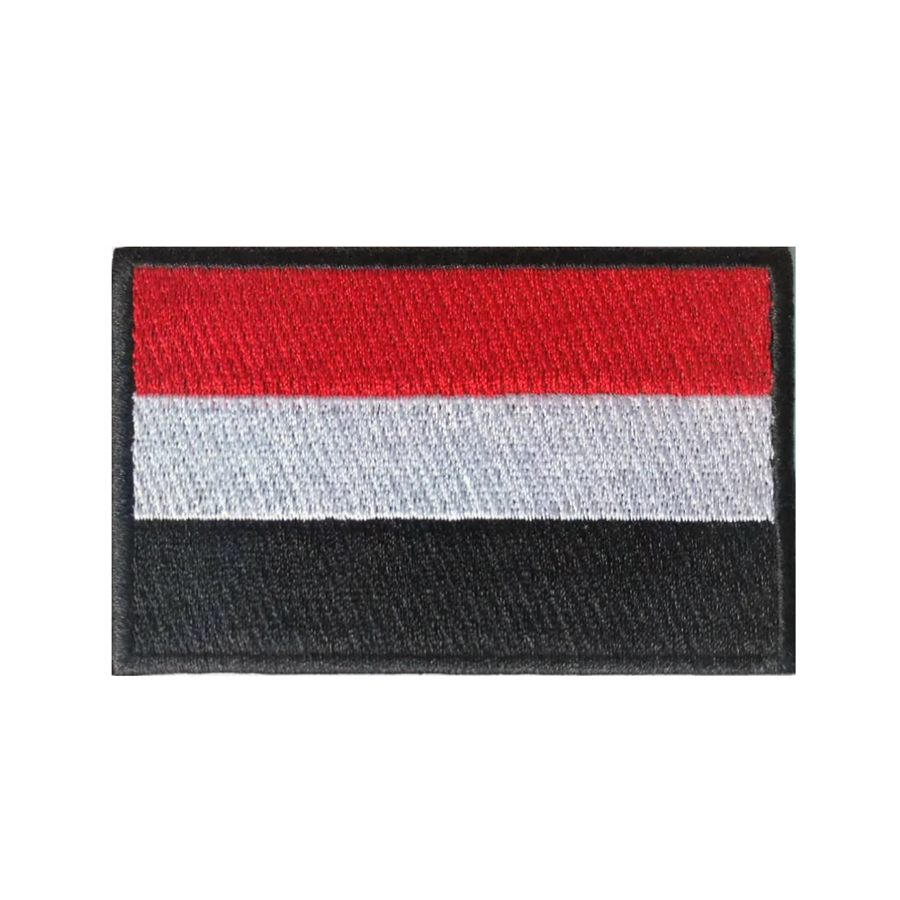 Parche bordado de la bandera de Yemen, termoadhesivo o con velcro
