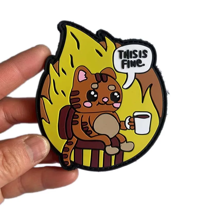 Parche táctico bordado meme perro gato con gancho-bucle PVC MOLLE - imagen 5