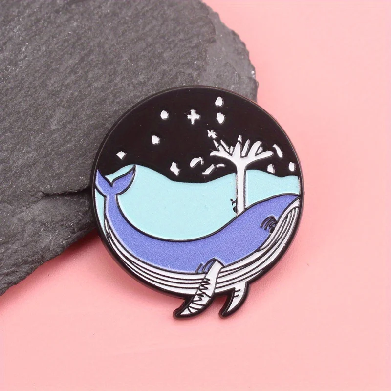 Pin táctico ballena celeste con motivo árbol y cúpula estrellada - imagen 5
