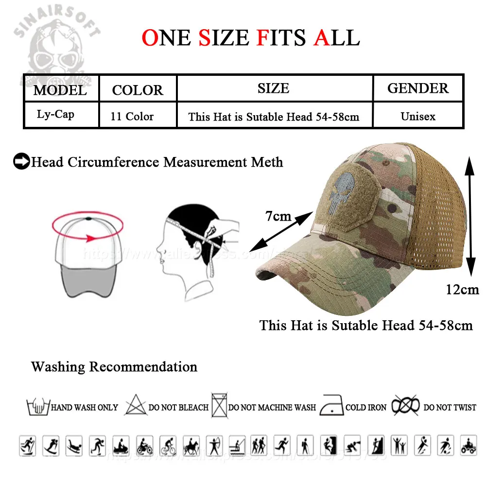 Vista frontal de la gorra mostrando la etiqueta bordada de calavera y la visera curva