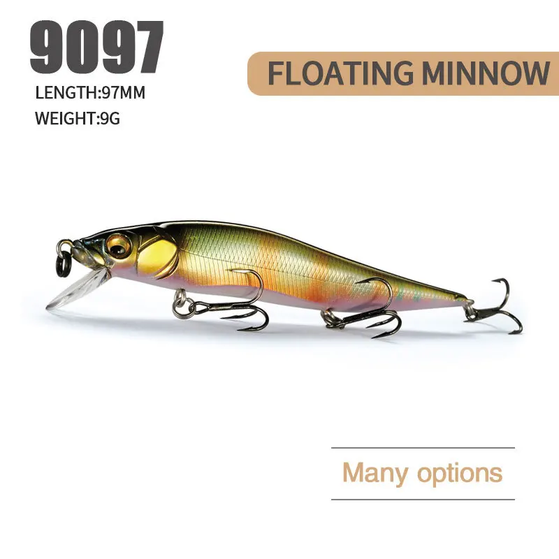 Señuelo Minnow flotante mostrando su forma y colores