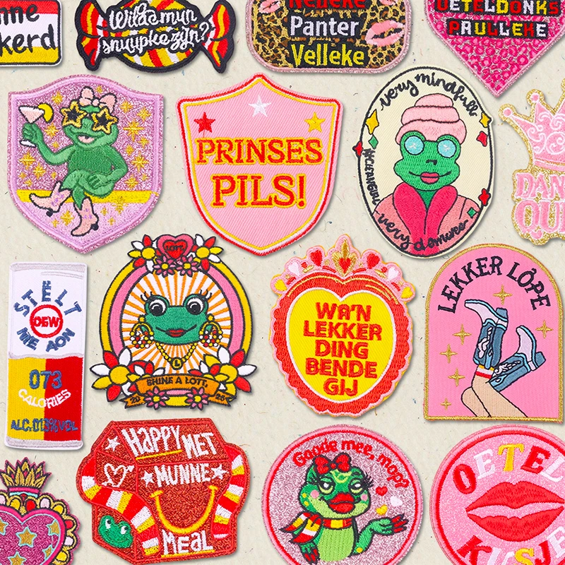 Parche bordado Oeteldonk rosa de rana, termoadhesivo para carnaval - imagen 3