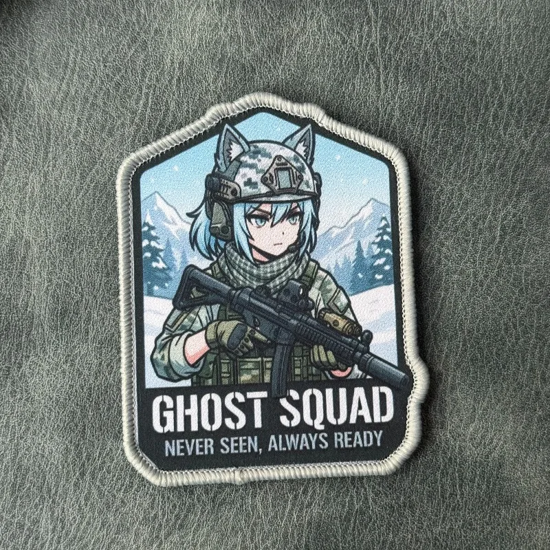 Parche táctico Ghost Squad de moral militar con gancho y bucle - imagen 2