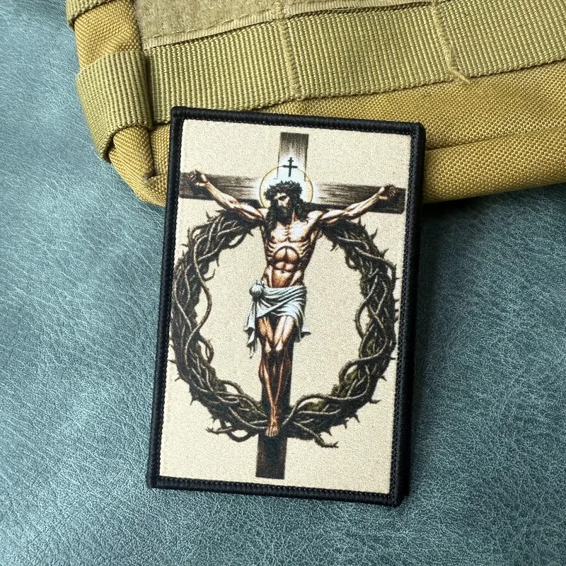 Parche táctico Jesús Cristo en la cruz velcro gancho y bucle - imagen 3