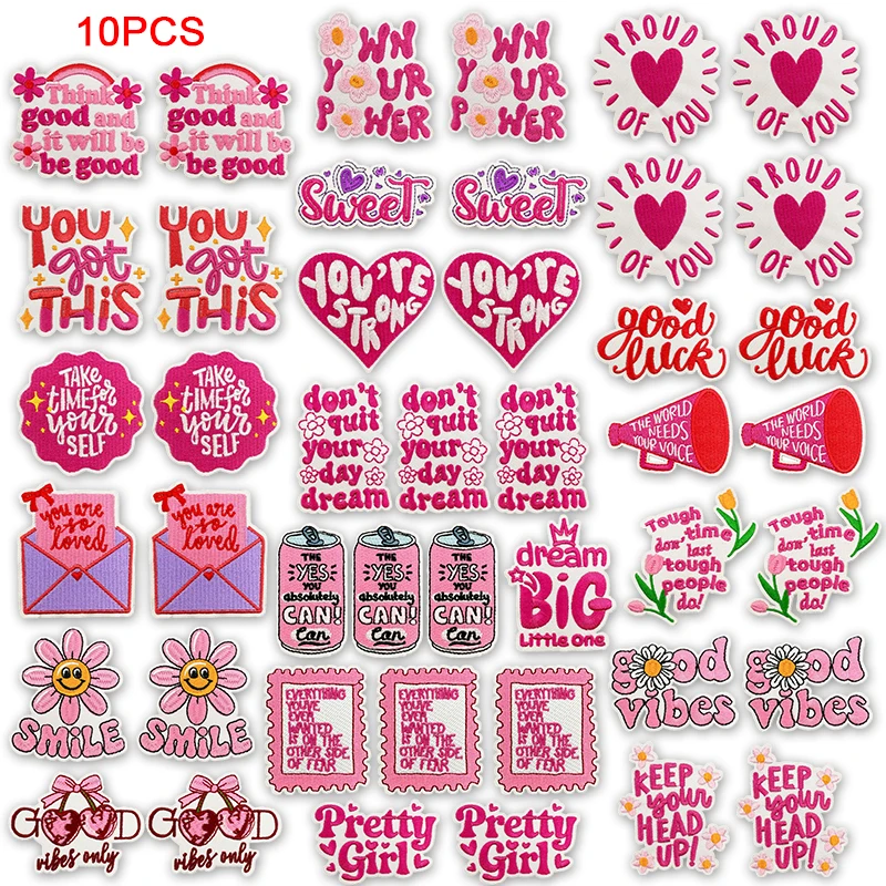 Parche bordado motivacional rosa buena vibra para coser o planchar - imagen 2