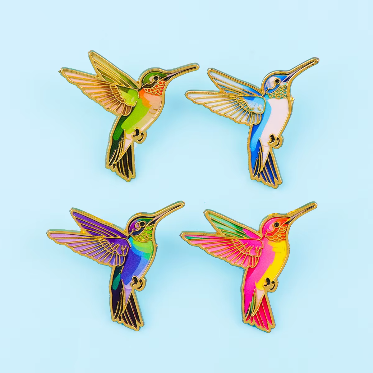 Pin de solapa colibrí esmaltado – broche de metal para mochila - imagen 2