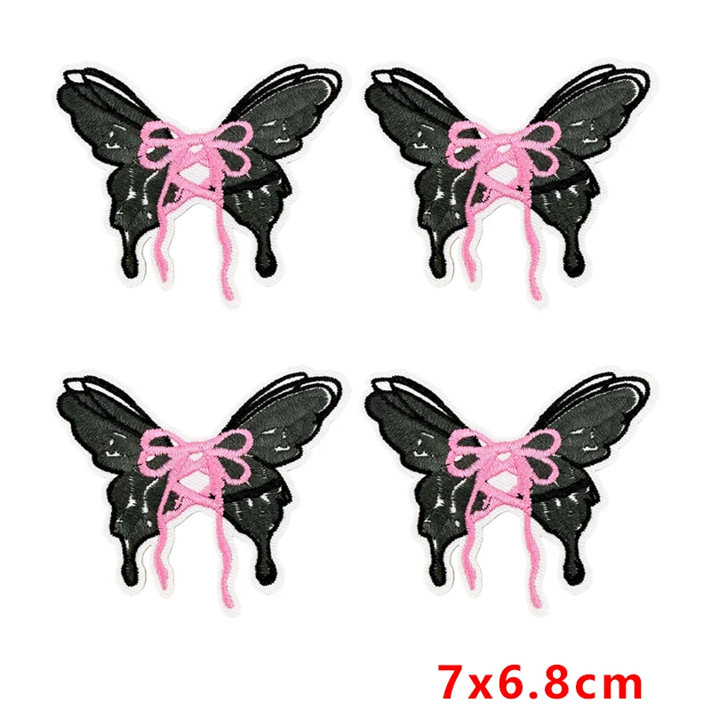Parches bordados termoadhesivo o coser gatito corazón y rosa