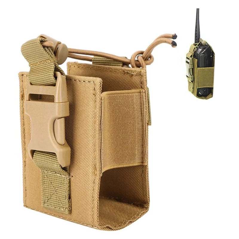Bolsa táctica Molle para walkie-talkie en uso