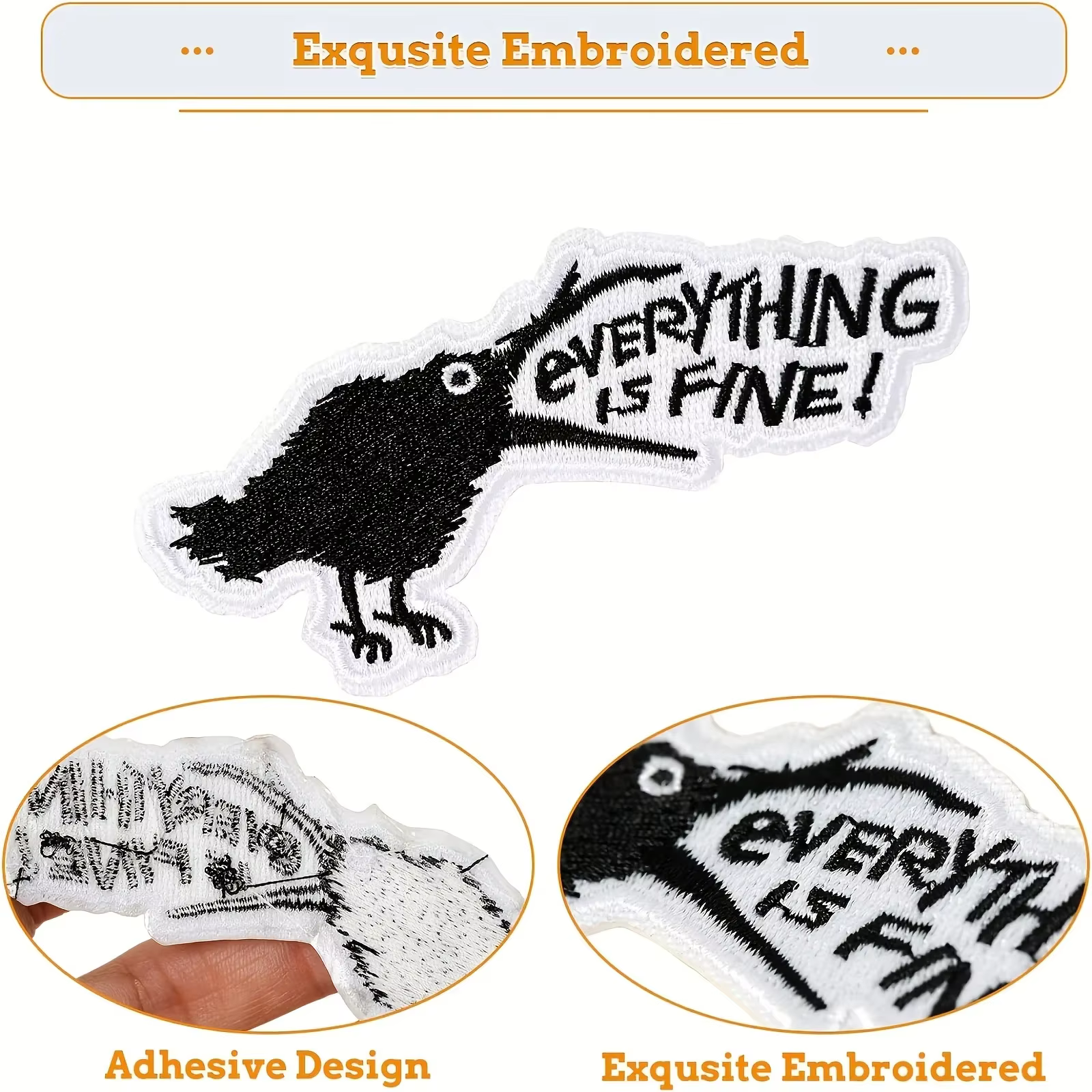 Parche Cuervo Everything is Fine – Termoadhesivo táctico para chaqueta o mochila - imagen 3