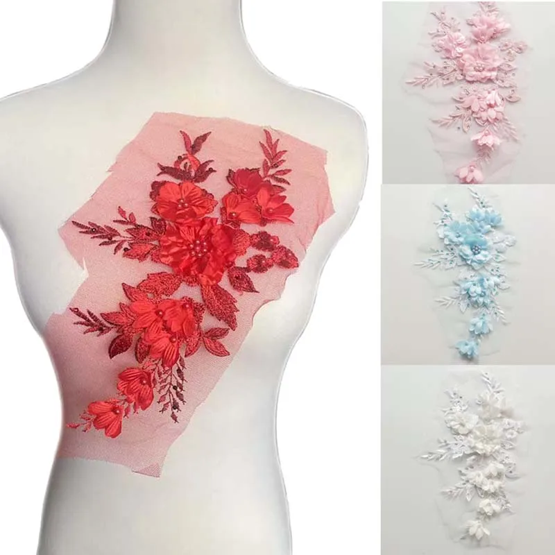 Flor 3D encaje con cuentas