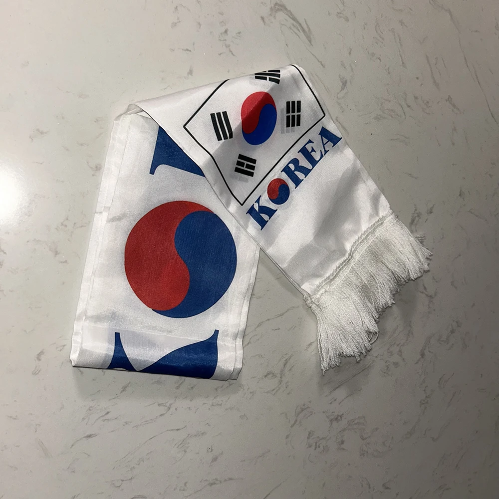 Bufanda de fútbol Corea del Sur satén doble cara con borlas - imagen 2