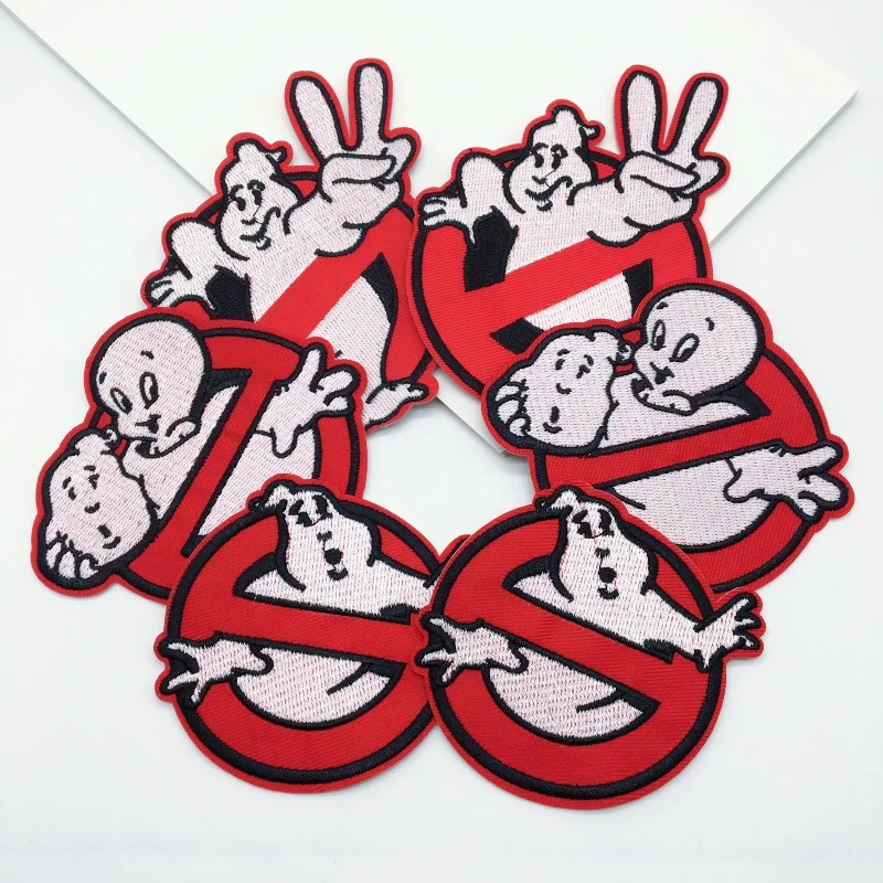 Parche bordado termoadhesivo fantasma rojo para ropa y equipo - imagen 2