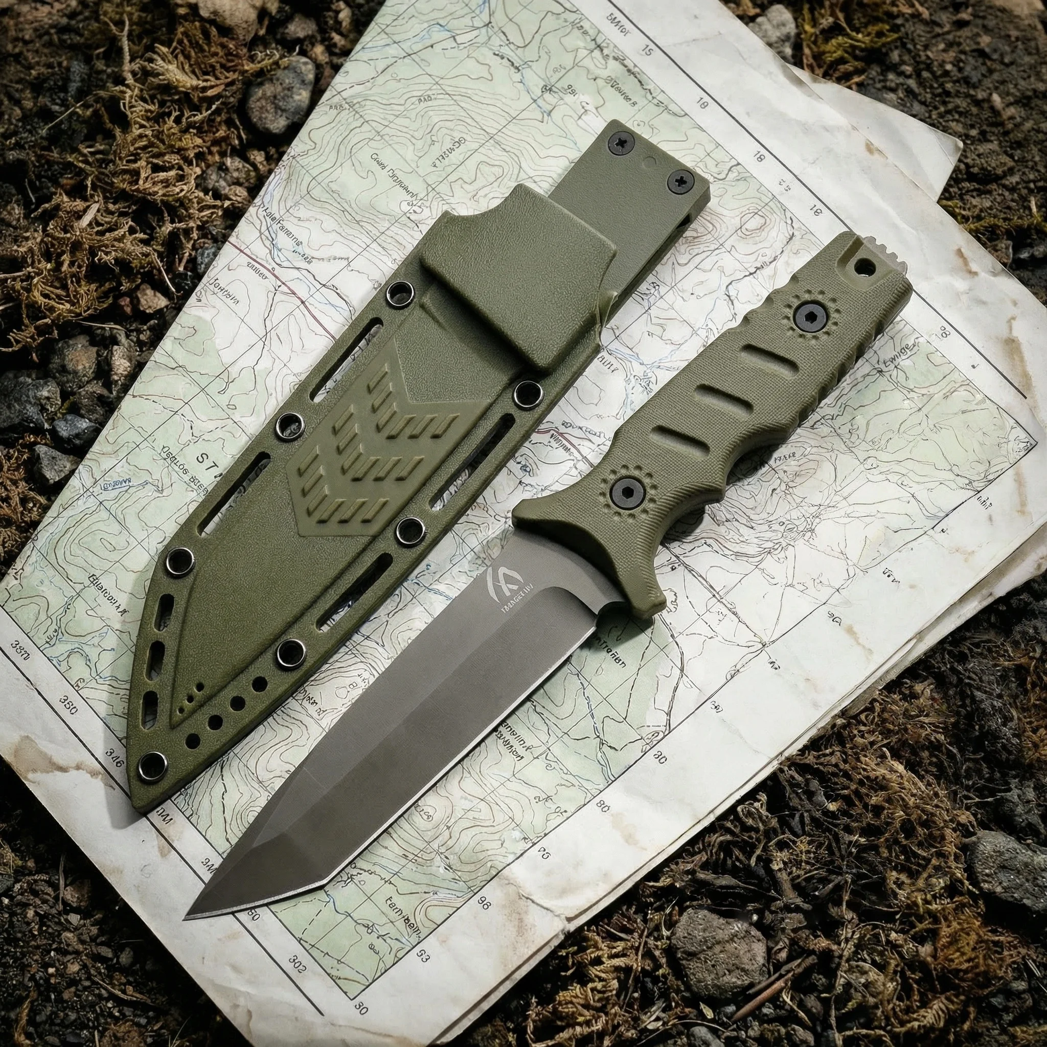 Cuchillo fijo acero alta calidad para exterior y emergencias