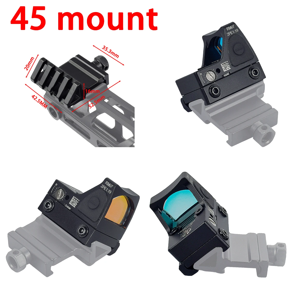 Adaptador RTS doble cara para red dot de aluminio - imagen 4