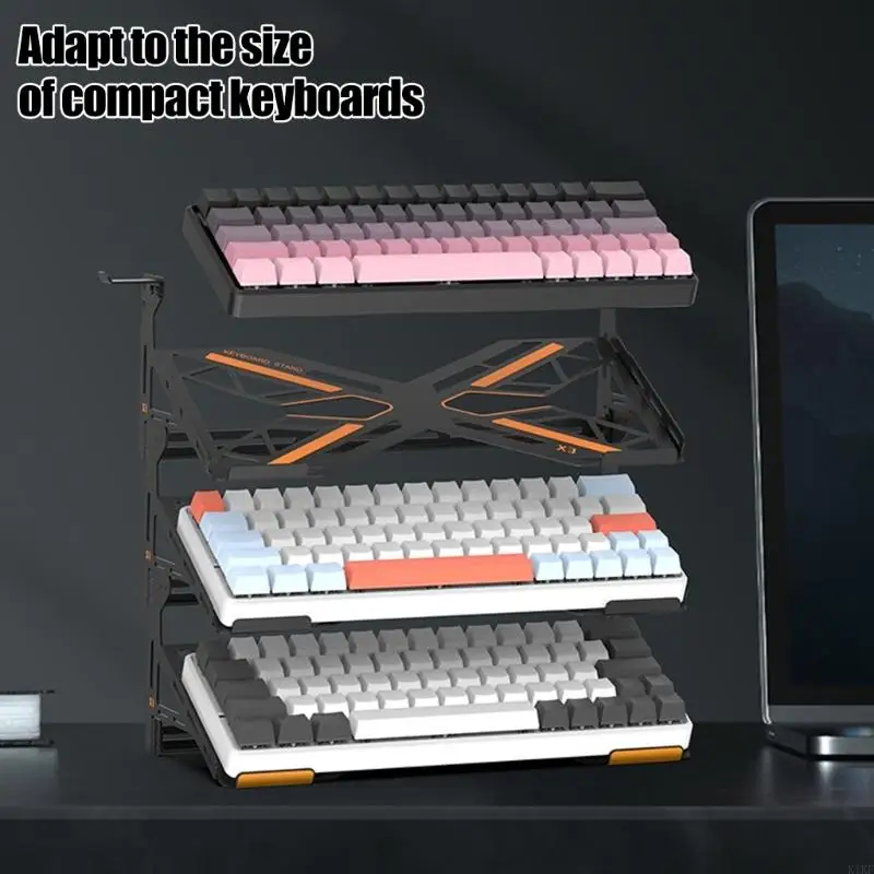 Soporte metálico inclinado para exhibir teclado con topes protectores - imagen 2